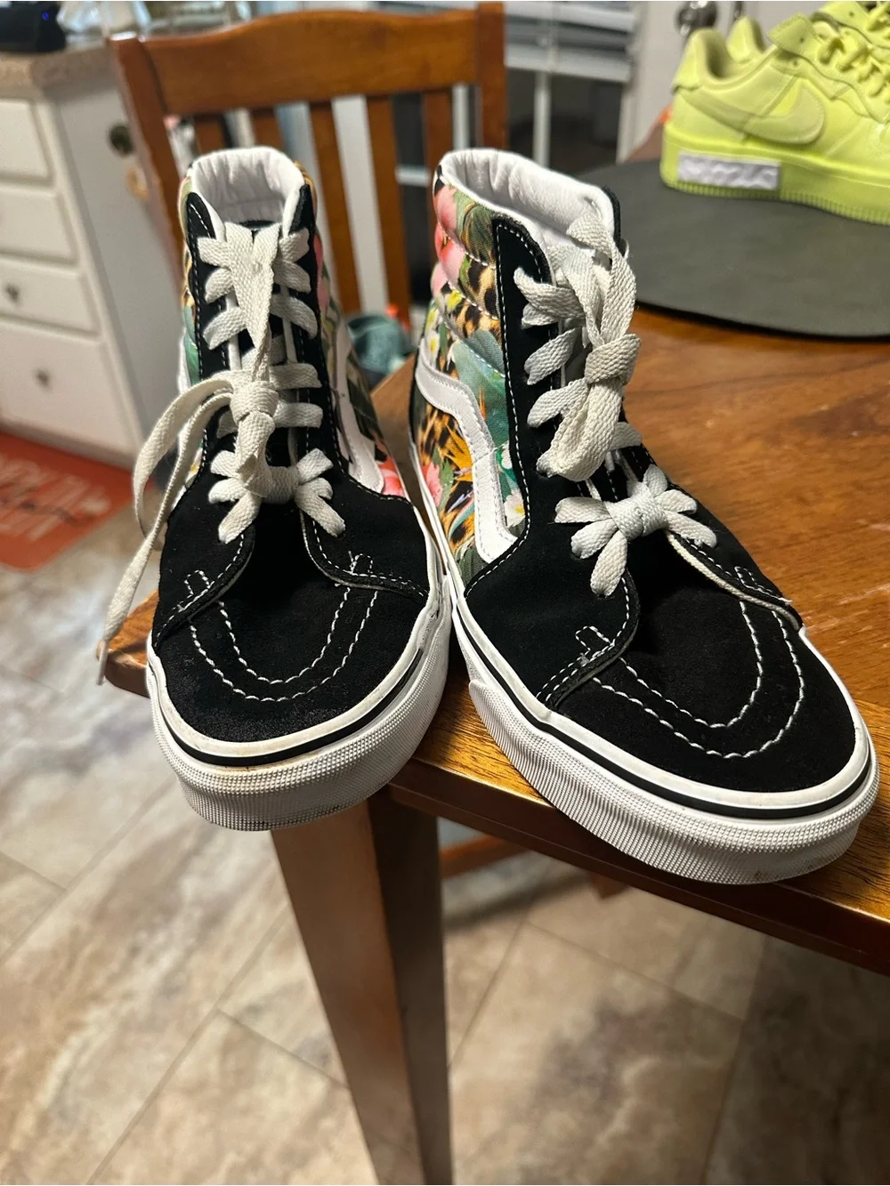 Vans High-Top Sneakers Black with Floral & Leopard Panels